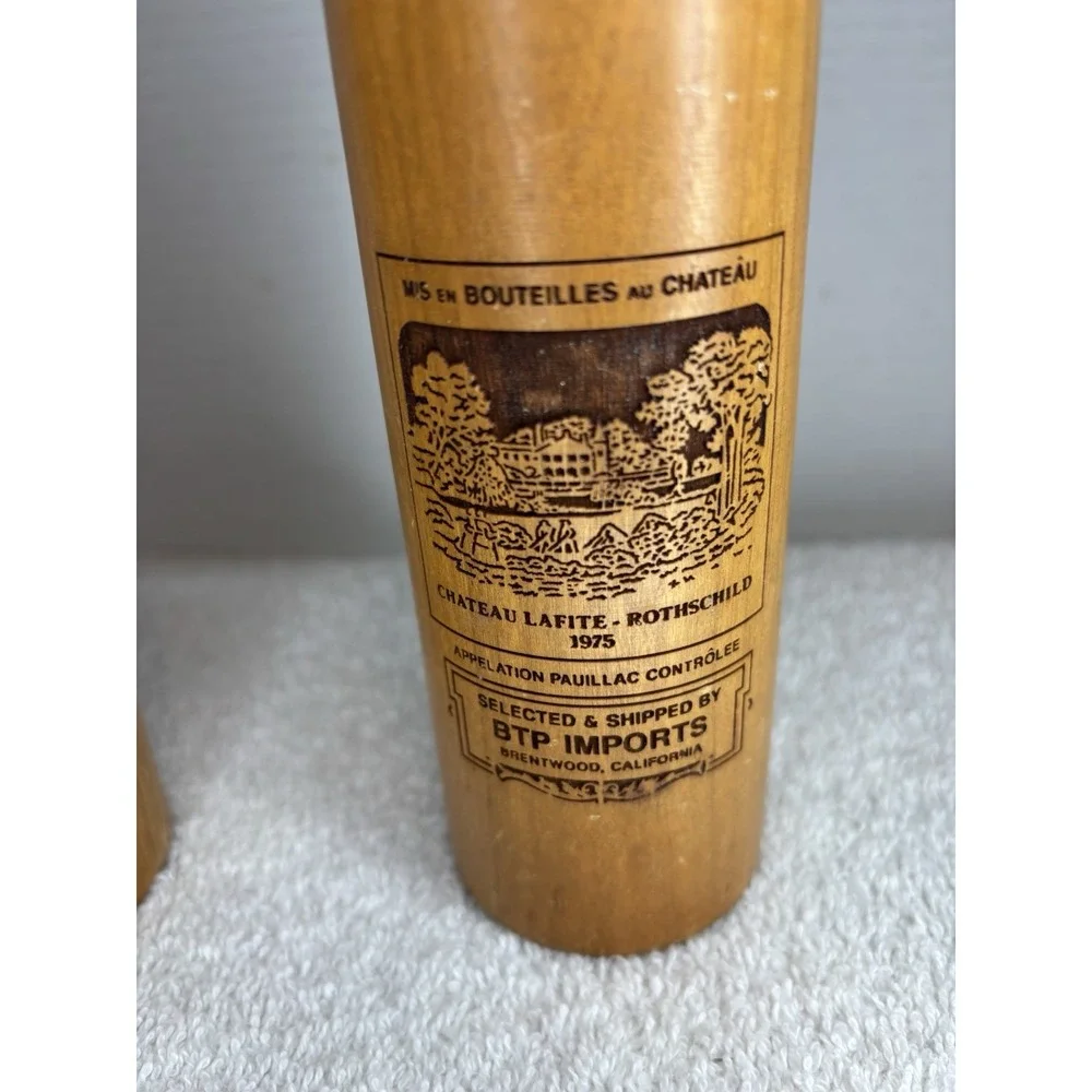 BTP Imports Chateau Lafita Rothschild 1975 Wooden Pepper Mill & Salt shaker set